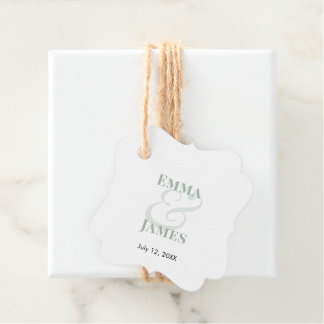 Étiquettes Cadeau Mariage Sage Ampersand | Noms et Date Vides