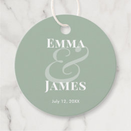 Étiquettes Cadeau Mariage Sage Esperluette | Recto personnalisé