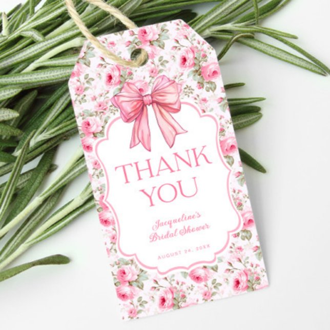 Étiquettes-cadeau Mariage Shabby Chic Rose Ruban (Créateur téléchargé)