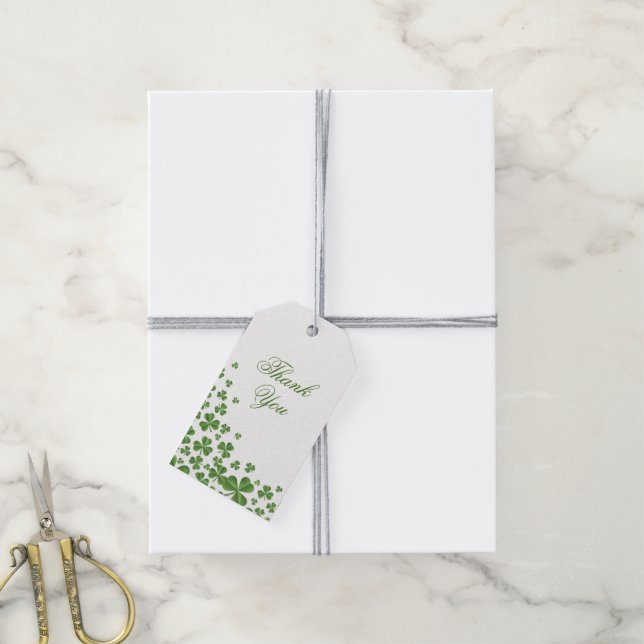 Étiquettes-cadeau Mariage Shamrock irlandais vert (Avec de la ficelle)