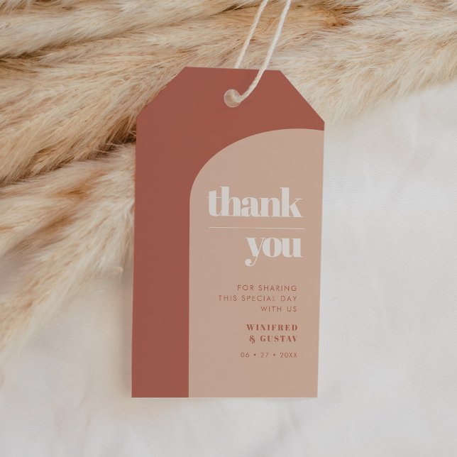 Étiquettes-cadeau Mariage simple chic pêche en terre cuite (Créateur téléchargé)