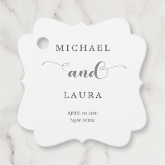 Étiquettes Cadeau Mariage simple en argent élégant