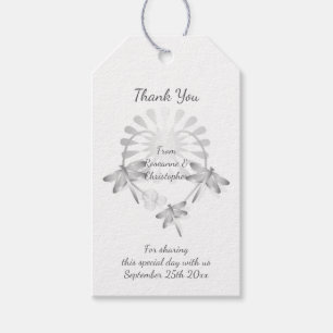 Étiquettes-cadeau Mariage Tags Cadeaux Argent Dragonflies Coeur