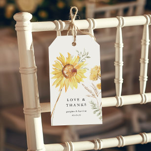 Étiquettes-cadeau Mariage Tournesol Fin Été Favoriser