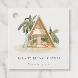 Étiquettes Cadeau Mariage tropical rustique sur la plage Shack Showe