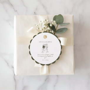 Étiquettes Cadeau Mariage vert élégant en bois d'olive