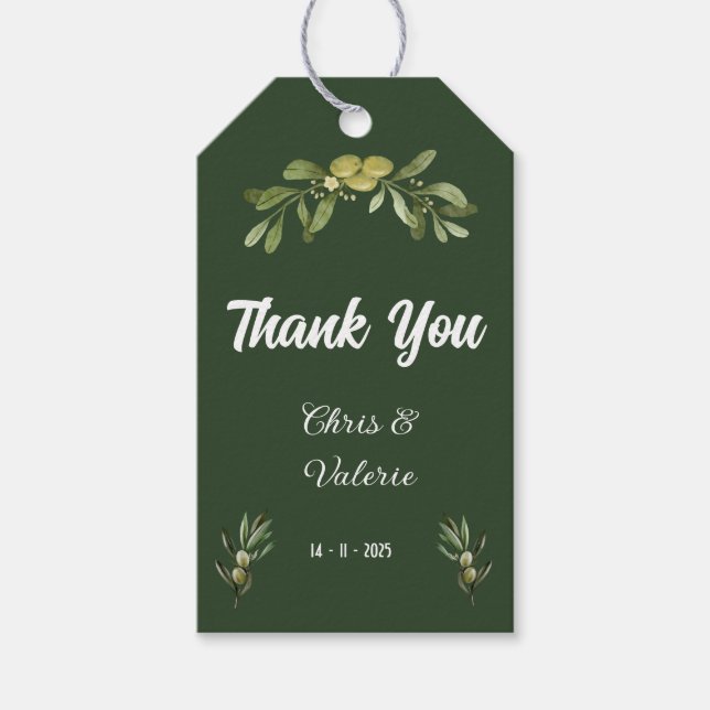 Étiquettes-cadeau Mariage vert olive (Devant)