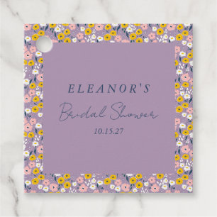 Étiquettes Cadeau Mariage Vintage Fleurs Jaunes et Violettes Personn