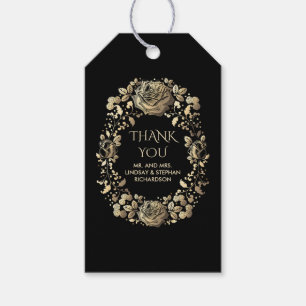 Étiquettes-cadeau Mariage Vintage noir et or