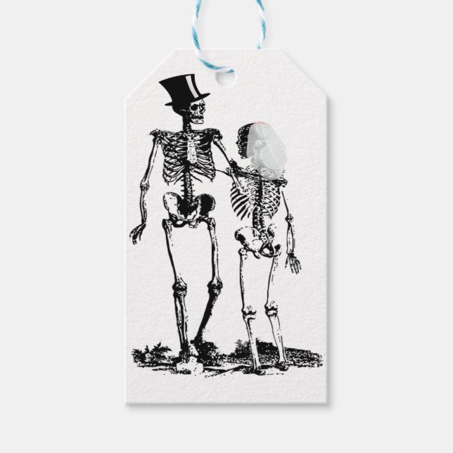 Étiquettes-cadeau Mariage vintage Skeleton Couple (Devant)
