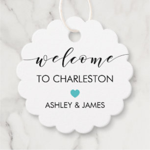 Étiquettes Cadeau Mariage Welcome Tags, Hôtels, Turquoise
