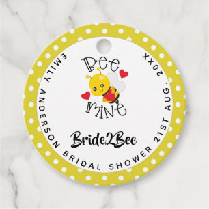 Étiquettes Cadeau Mariée 2 Abeille Mienne Jaune Points Bridal Shower