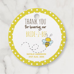 Étiquettes Cadeau Mariée 2 BEE Mignonne Jaune À pois Mariage Shower