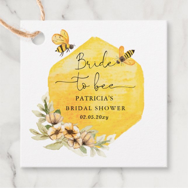 Étiquettes Cadeau Mariée à être abeille Fête des mariées florale (Devant)