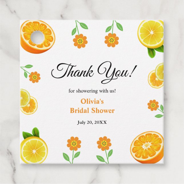 Étiquettes Cadeau Mariée Citron d'été Main Squeeze  (Devant)