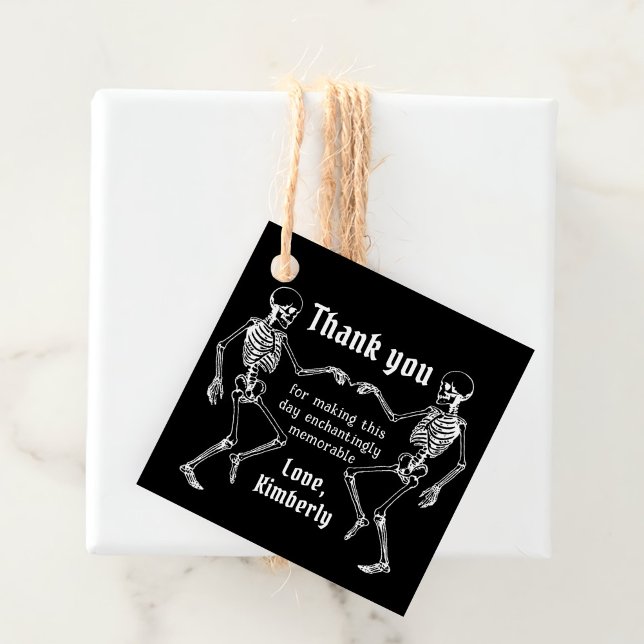 Étiquettes Cadeau Mariée d'Halloween ou Die Skeleton Bachelorette Pa (Créateur téléchargé)