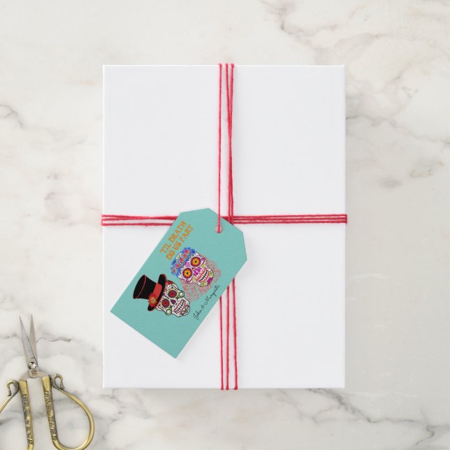 Étiquettes-cadeau Mariée & Groom Jusqu'à la mort Fêtez-nous (With Twine)