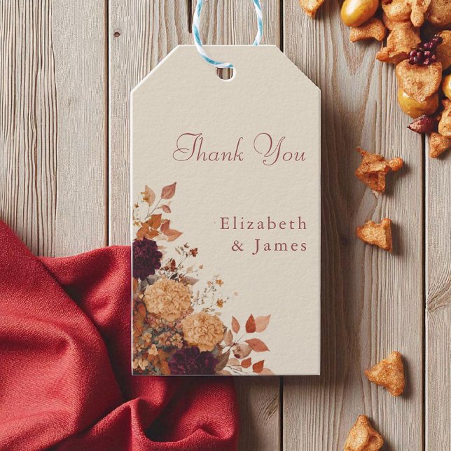 Étiquettes-cadeau Marigold Rustic Boho Automne Floral Mariage (Créateur téléchargé)