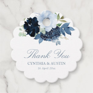 Étiquettes Cadeau marine bleu clair mariage merci pour les balises