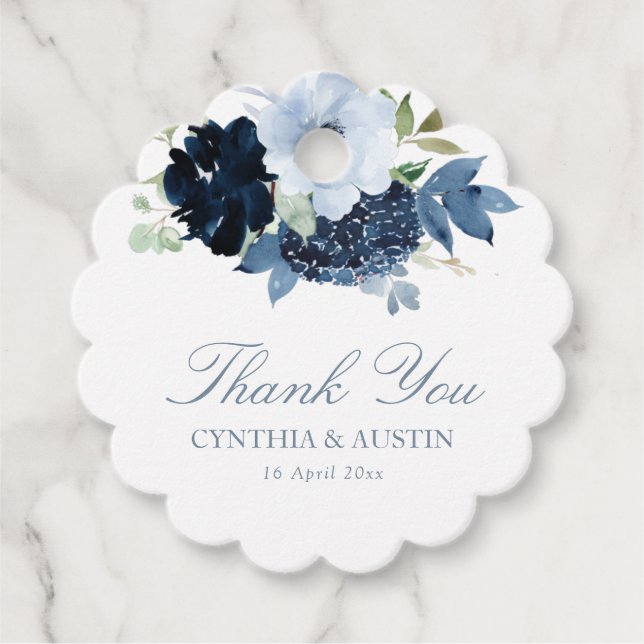 Étiquettes Cadeau marine bleu clair mariage merci pour les balises (Devant)