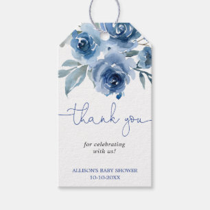 Étiquettes-cadeau Marine bleu floral aquarelle élégant Favoriser Tag