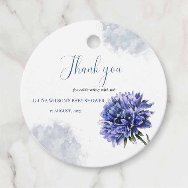 Étiquettes Cadeau Marine bleu floral simple garçon baby shower (Devant)