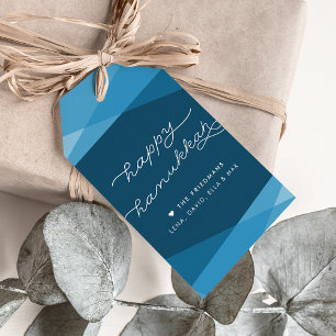 Étiquettes-cadeau Marine Blue Geo Script Hanoukka