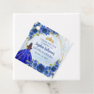 Étiquettes Cadeau Marine Blue Gold Floral Princess Tiara Merci