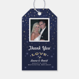 Étiquettes-cadeau Marine Blue Moon & Stars LOVE Mariage Photo person