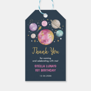 Étiquettes-cadeau Marine Espace Extérieur Galaxie Girl Premier Voyag