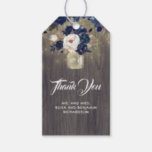 Étiquettes-cadeau Marine Floral Mason Jar Rustique Mariage