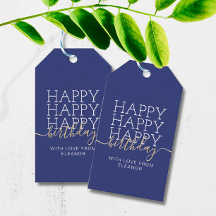 Étiquettes-cadeau Marine moderne bleu Joyeux Anniversaire Tags cadea