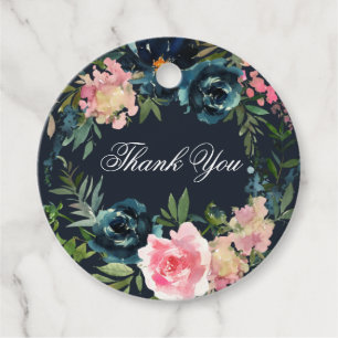 Étiquettes Cadeau Marine Romantique Bleu Bleu Rose Floral Classic Ro