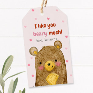 Étiquettes-cadeau Marque cadeau de jour Valentines avec ours en pelu