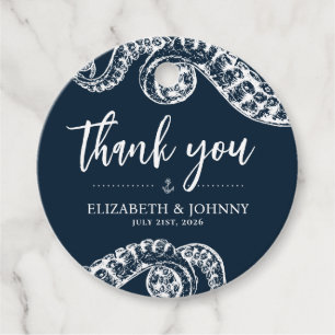 Étiquettes Cadeau Marque Nautique Octopus Tentacle Wedding Favor Tag