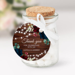 Étiquettes Cadeau Marsala & Marine Rustic Mariage