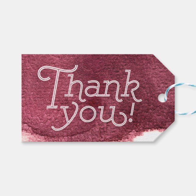 Étiquettes-cadeau Marsala peint moderne simple mariage merci (Devant (Horizontal))