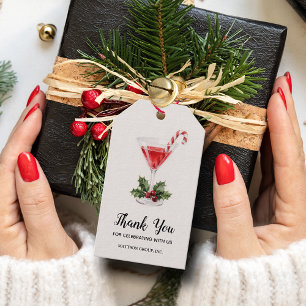 Étiquettes-cadeau Martini de Noël Canne à Sucre Chic Faveur