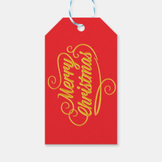 Étiquettes-cadeau Mary Christmas -golden letter in red background 