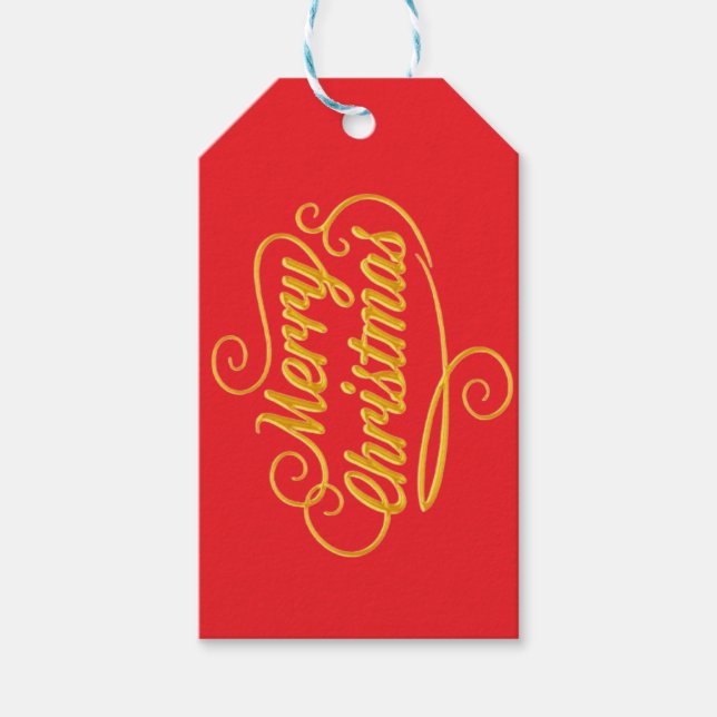 Étiquettes-cadeau Mary Christmas -golden letter in red background  (Devant)