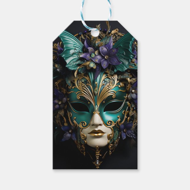 Étiquettes-cadeau Masque d'Aqua Violet Mascarade Masques Mardi Gras  (Devant)