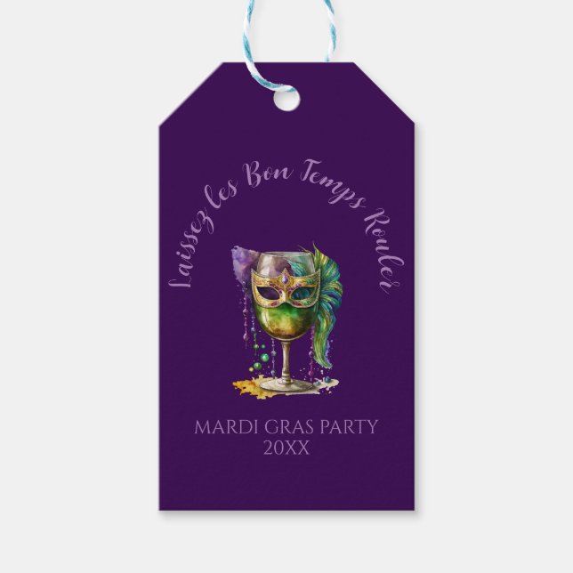 Étiquettes-cadeau Masque de Mardi Gras Violet  (Devant)
