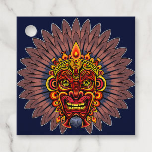 Étiquettes Cadeau Masque rituel du roi guerrier tribal