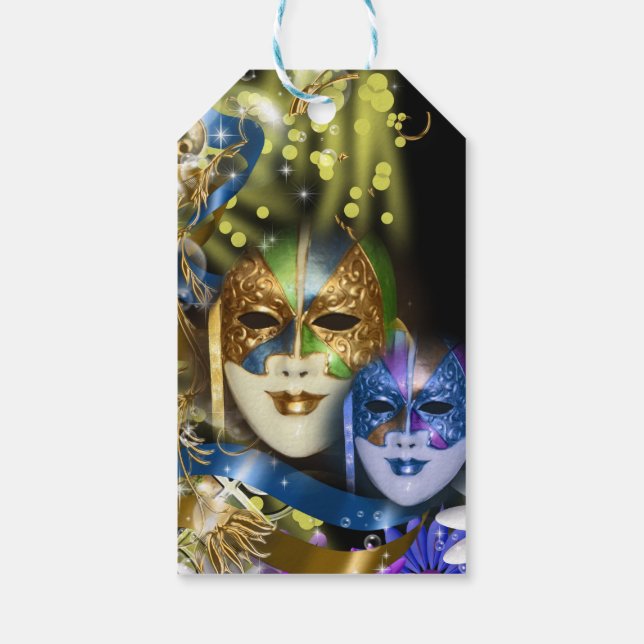 Étiquettes-cadeau Masquerade quinceanera Ventian masks (Dos)