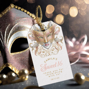 Étiquettes-cadeau Masquerade Sweet 16 Rose Gold ID1032