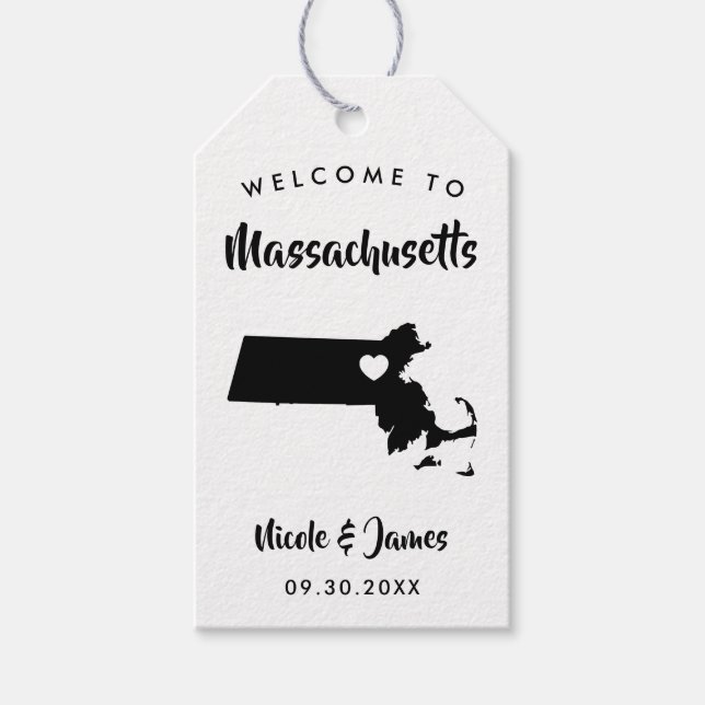 Étiquettes-cadeau Massachusetts Mariage Welcome Bag, Carte (Devant)