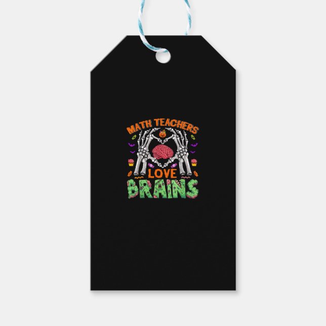 Étiquettes-cadeau Math Cerveau Coeur Squelette Main Zombie Halloween (Devant)