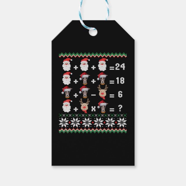 Étiquettes-cadeau Math Enseignant Noël GREYHOY (Devant)