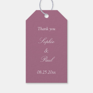 Étiquettes-cadeau Mauve Wedding Favor Merci Tags cadeaux