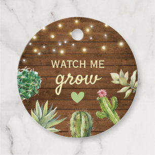 Étiquettes Cadeau Me Regarder Croissance Baby shower Rustique Cactus